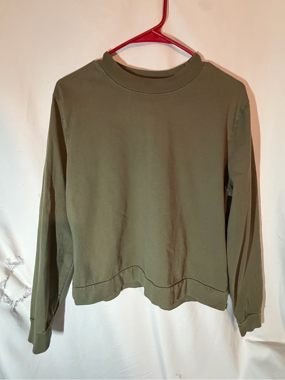 PACT Women’s Large Organic Cotton Mock Neck long sleeve Olive Green Pullover